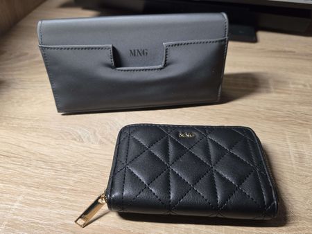 Portefeuille MANGO  noir & sac pochette MANGO gris
