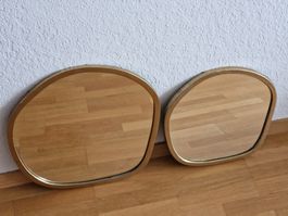 2er Set Wandspiegel mit Goldrand, modernes Design Deko