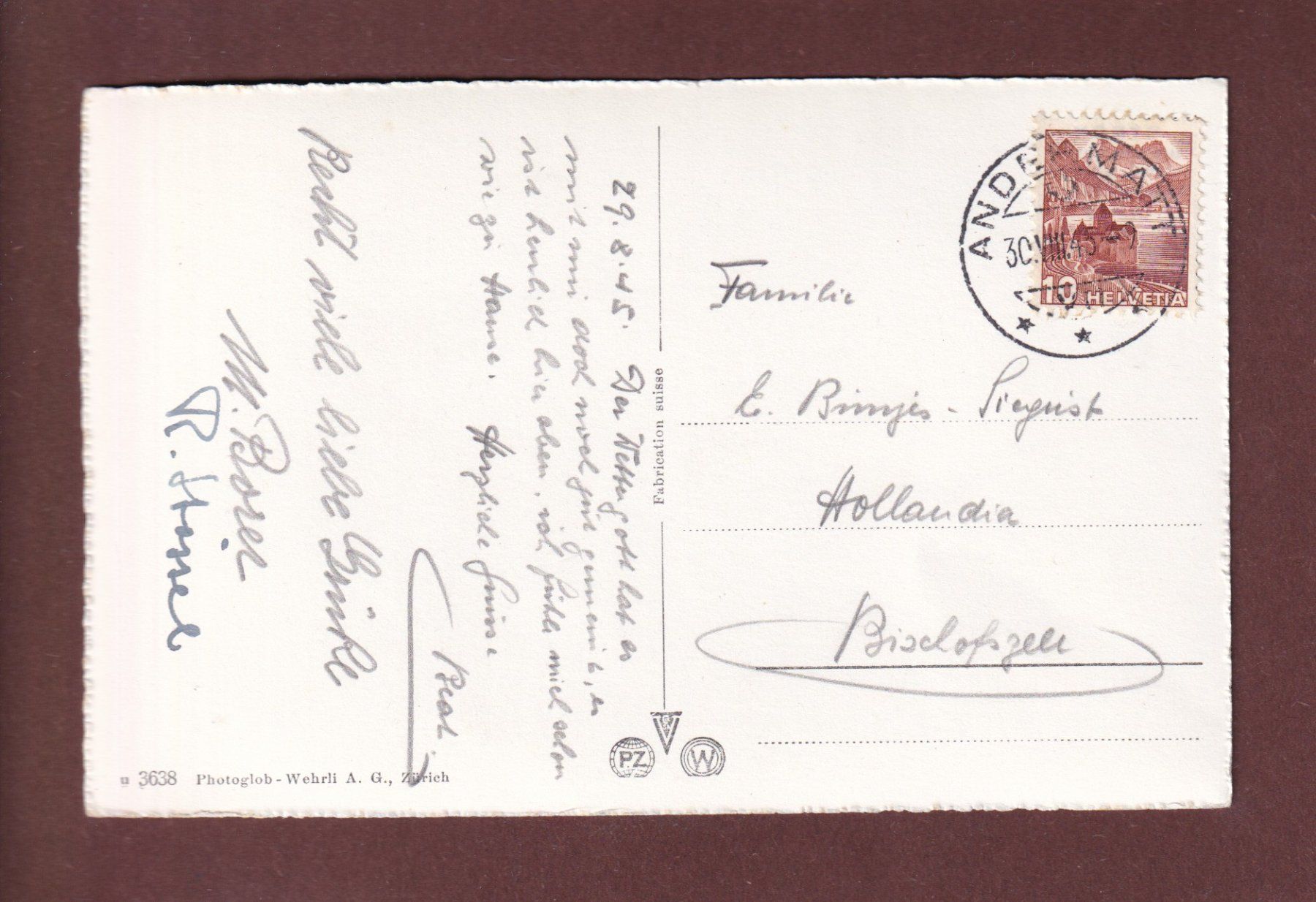 Cartoline postali: ANDERMATT mit Oberalpstrasse - 1945 – Usato da Pully venduto da nicecards-shop 1
