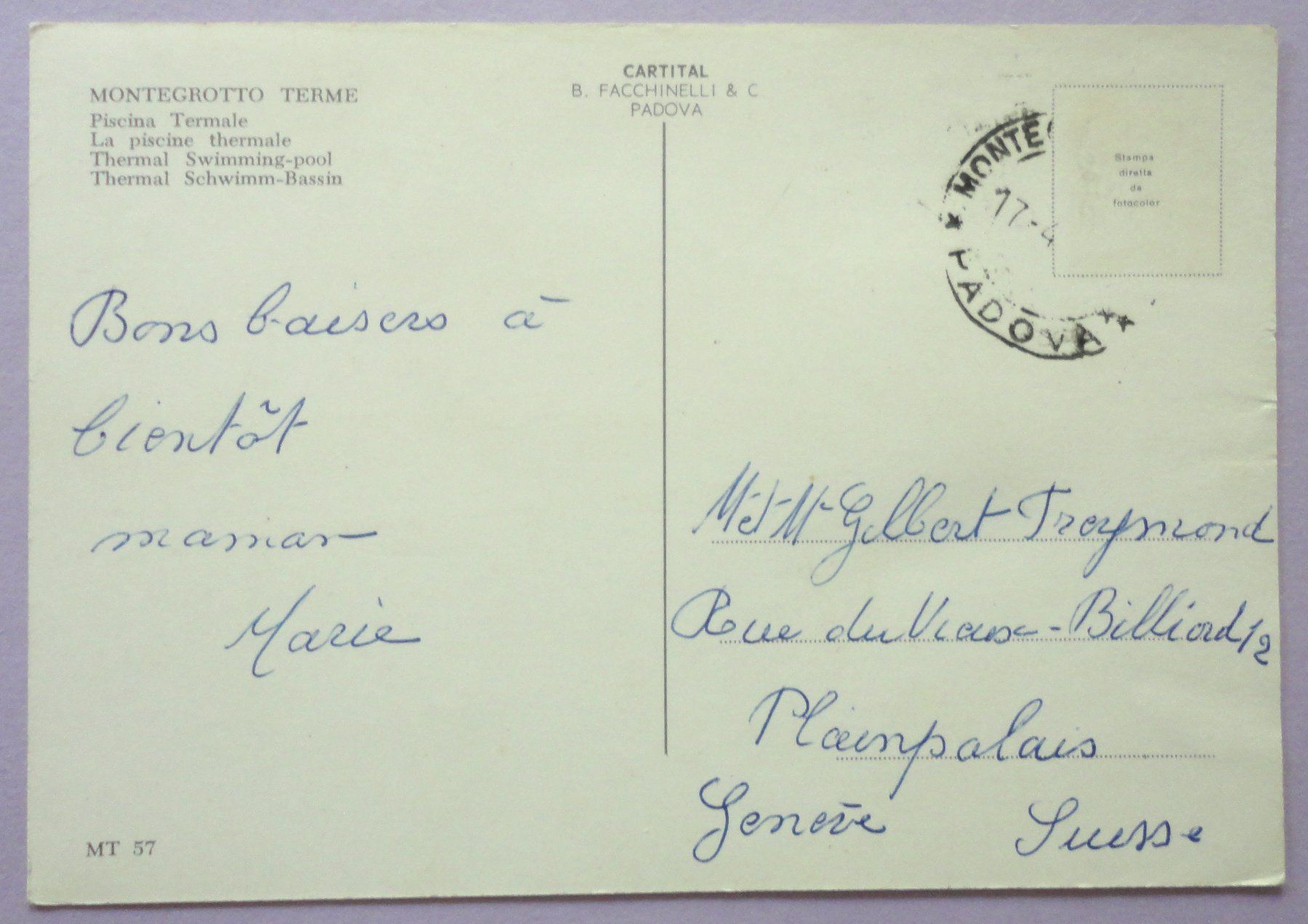 Cartes postales: Montegrotto Terme, Piscina Termale – Défectueux à Fétigny par Billy2miny 1