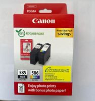 Orig. Canon PG-585 + CL-586 Patronen + 50 Blatt Fotopapier