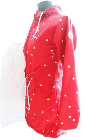 Gr. 36 DERBY lange Softshell Outdoorjacke rot mit POLKA DOTS