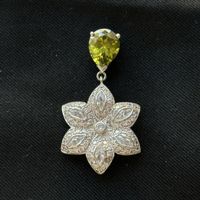 Silber 925 Péridot Blume Anhänger