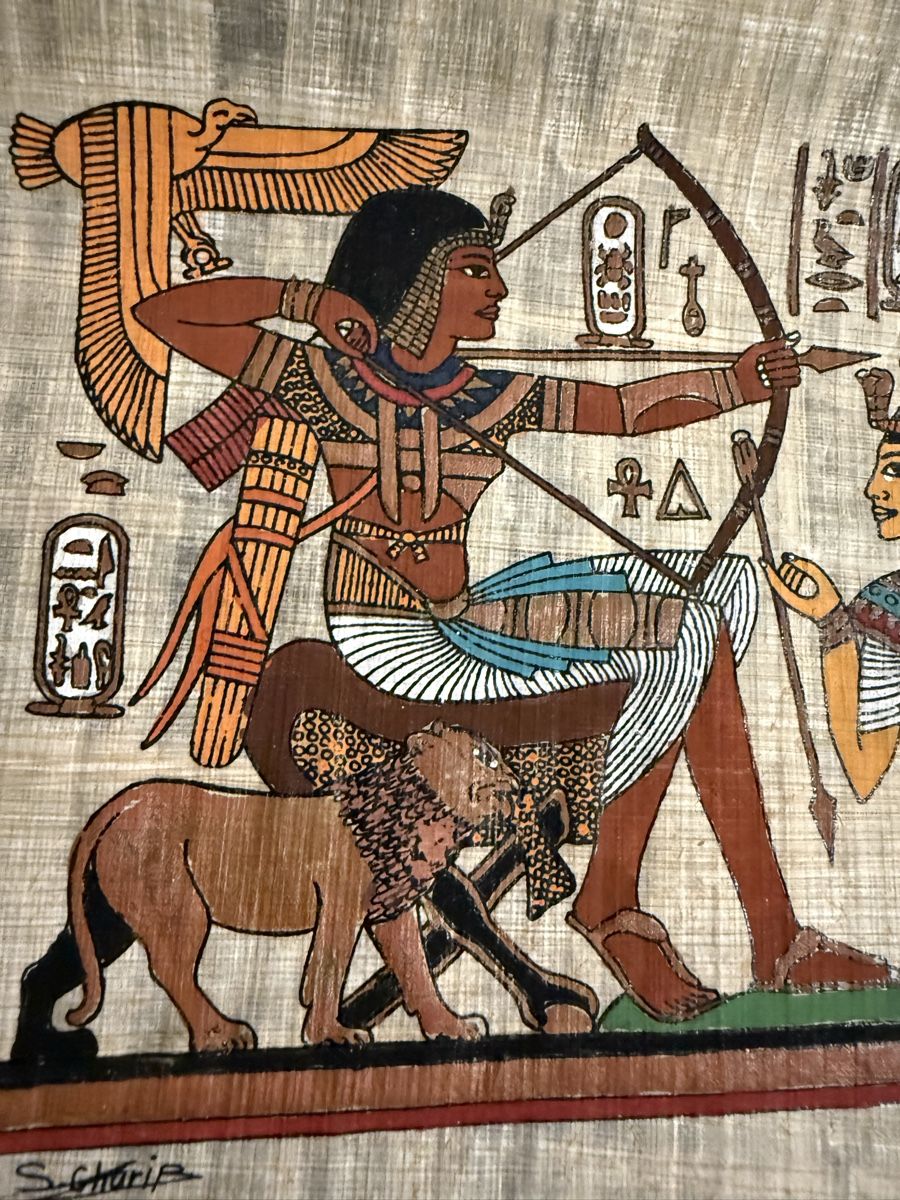 Poster & Bilder: Handgemaltes Jagdbild auf Papyrus Scharipa – Gebraucht aus Buchs SG von and_d8tp 1