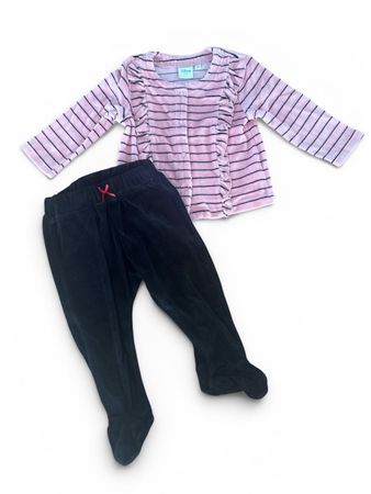 Disney Baby Pyjama Gr 74 Rosa Schwarz Gestreift Kuschelig...