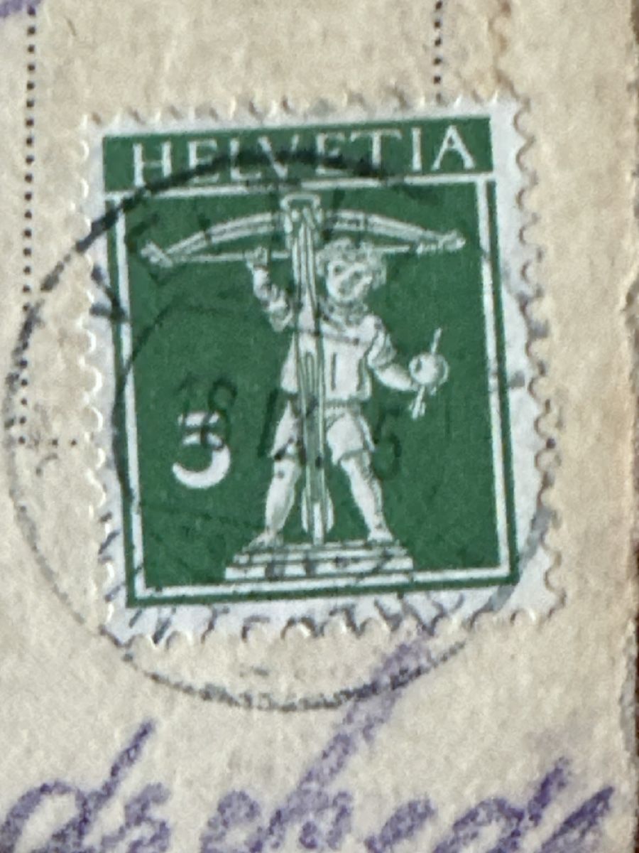 Cartoline postali: Alte Ansichtskarte Veltheim mit Tellbub Briefmarke, – Usato da Zürich venduto da Chaeffeler 2