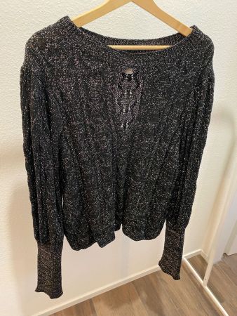 Asos Pullover Glitzer schwarz / silber Gr. 52
