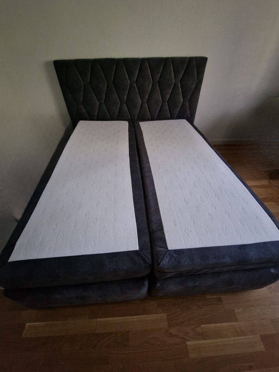 Letti: Boxspringbett 160x200 cm dunkelgrau mit gestepptem Kopfteil – Usato da Dübendorf venduto da nela123 2