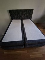 Boxspringbett 160x200 cm dunkelgrau mit gestepptem Kopfteil