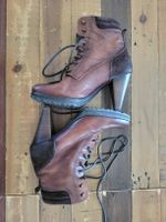 Bottines à lacets en cuir marron - T. 40