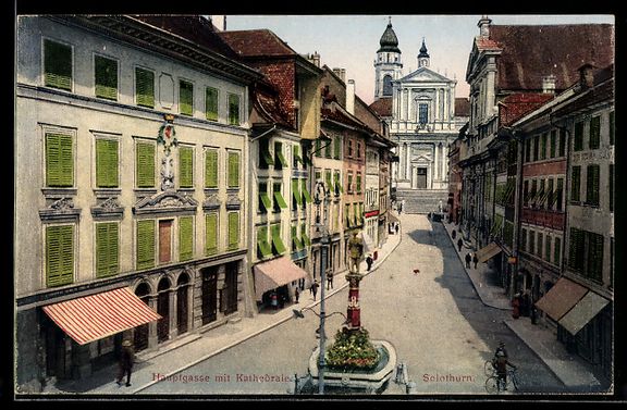 Cartoline postali: AK Solothurn, Hauptgasse mit Kathedrale – Usato da Berlin venduto da bartko-reher