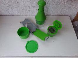 Gemüseschneider 5-tlg. Set, grün/grau, gebraucht