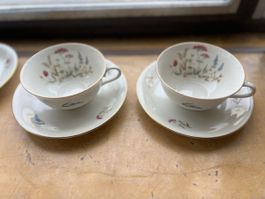 Vintage Bavaria Elfenbein Porzellan Teetassen-Set