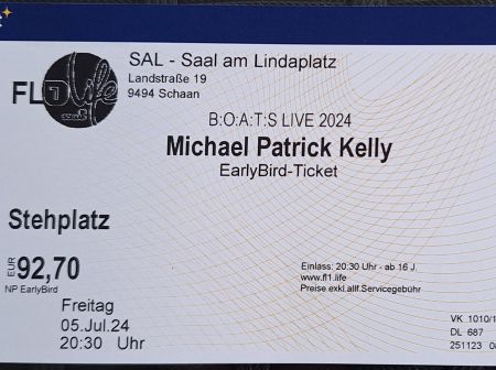 Michael Patrick Kelly - Schaan - 5.7.24 - Konzertticket