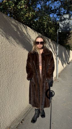 Manteau en fourrure de vison véritable marron taille 38-40