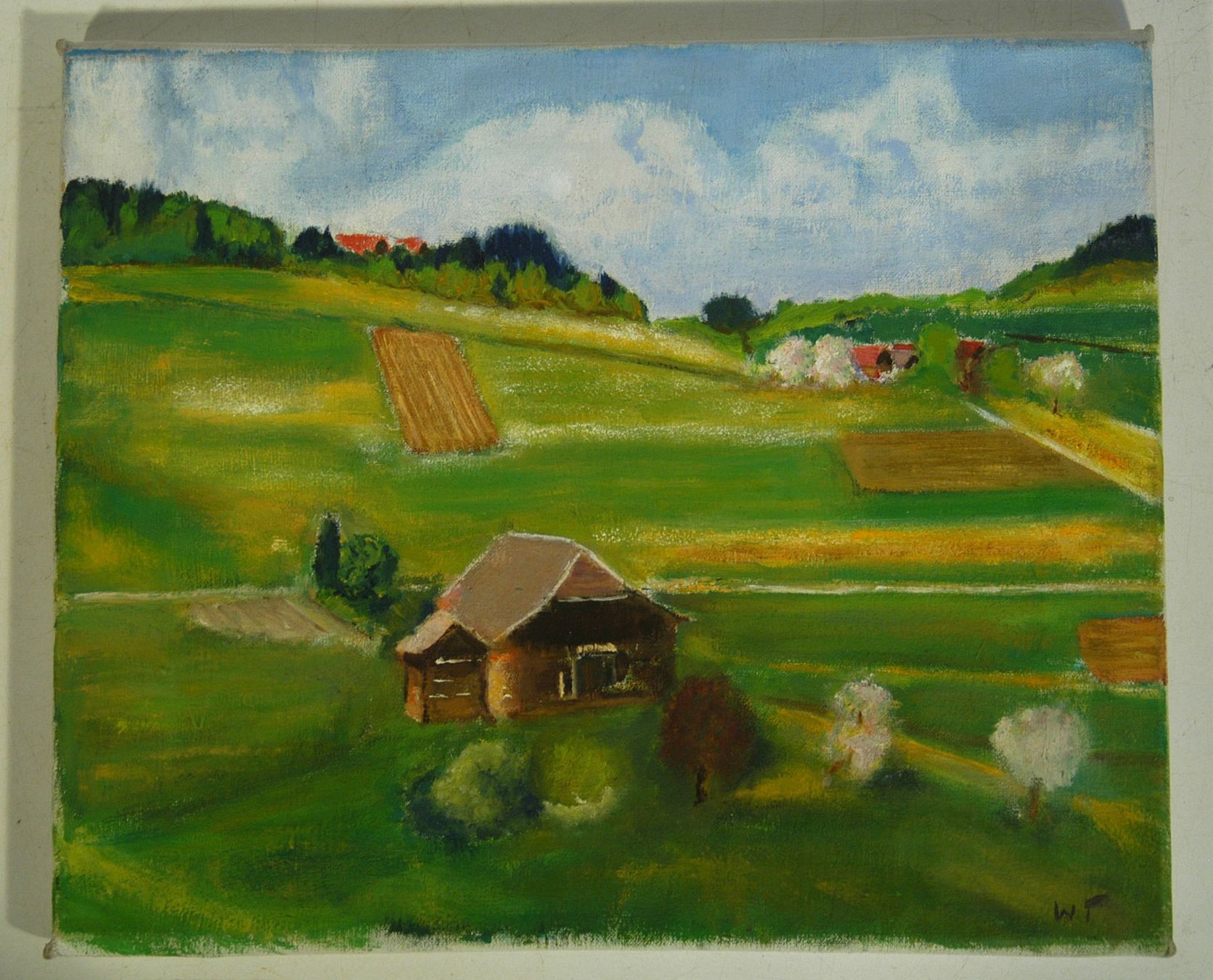 Dipinti: Haus mit Wiesen Oel auf Leinwand Monogramm – Usato da Herisau venduto da Wisen