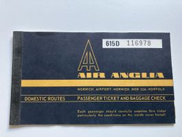 Air Anglia Airline Ticket 1975
