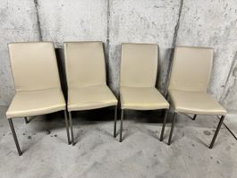 Stuhlset 4er Set Johann von Pfister Leder Optik Beige Metall