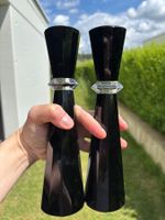 Art Deco vintage geometric glass and crystal candlesticks