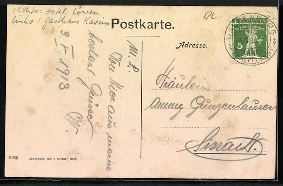 Cartoline postali: Waldenburg, Strassenpartie mit Gasthaus – Usato da Berlin venduto da bartko-reher 1