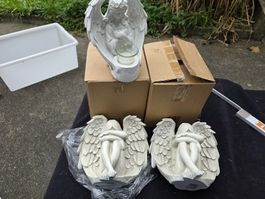 4x grosse Engel Figuren Set mit Kerzenhalter neuwertig