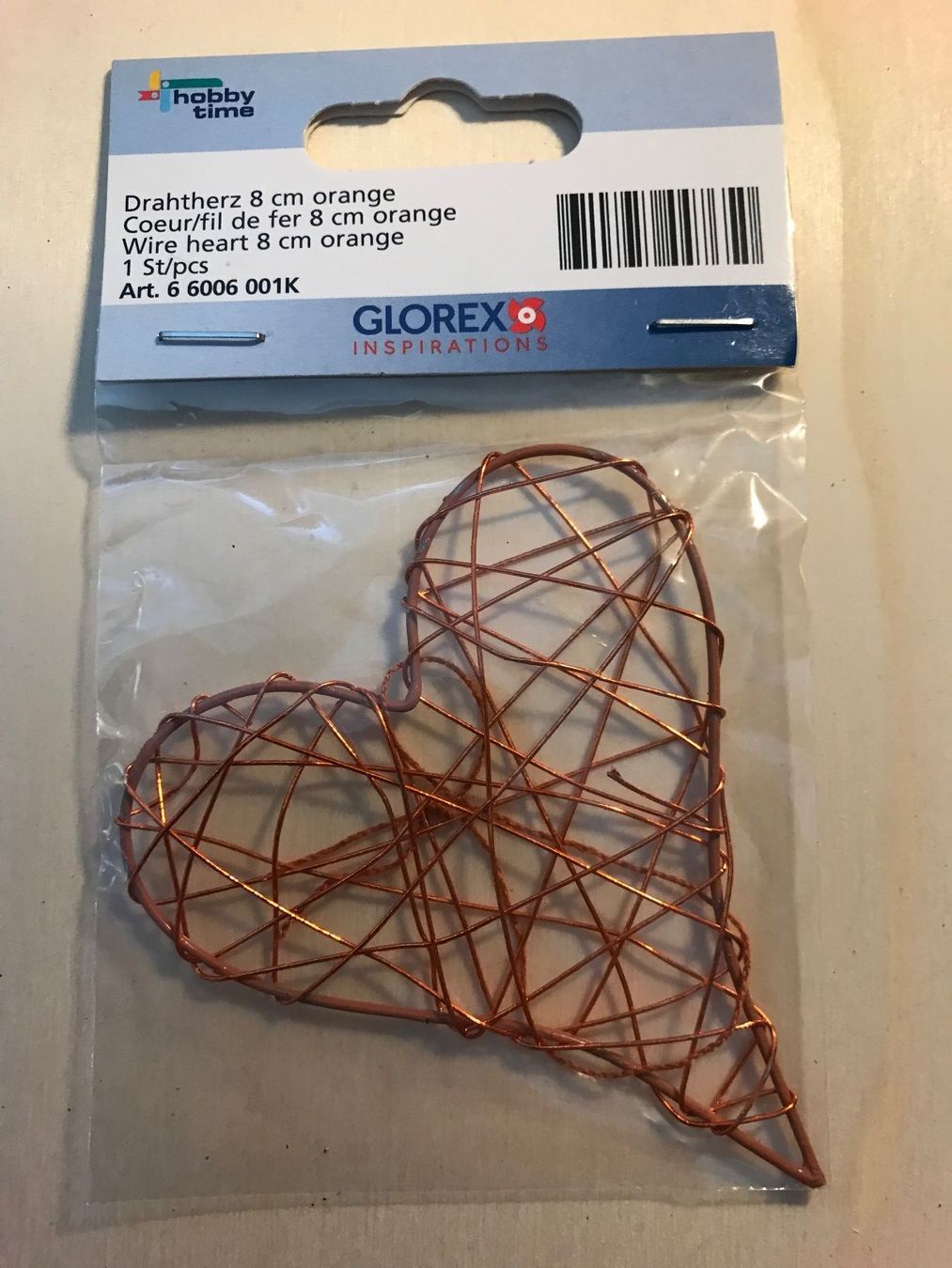 Glorex Kit bricolage: Bastelmaterial Drahtherz orange 8cm – Nuovo e nell'imballaggio originale da Frauenfeld venduto da Koffer12