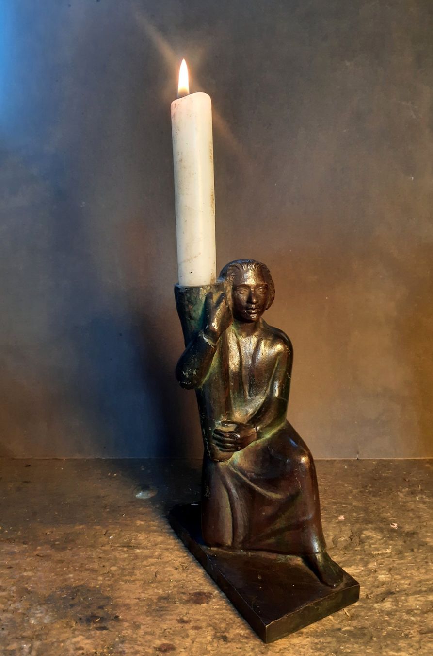 Sculture & Statue: Antike Bronze Skulptur als Kerzenständer – Usato da Arbon venduto da torso444 1