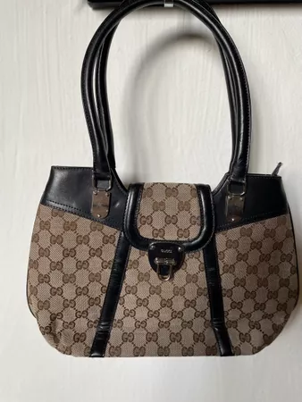 Gucci Handtasche Canvas Leder braun schwarz gebraucht