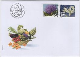 Bärlauch und Artischocke Marken auf illustriertem FDC