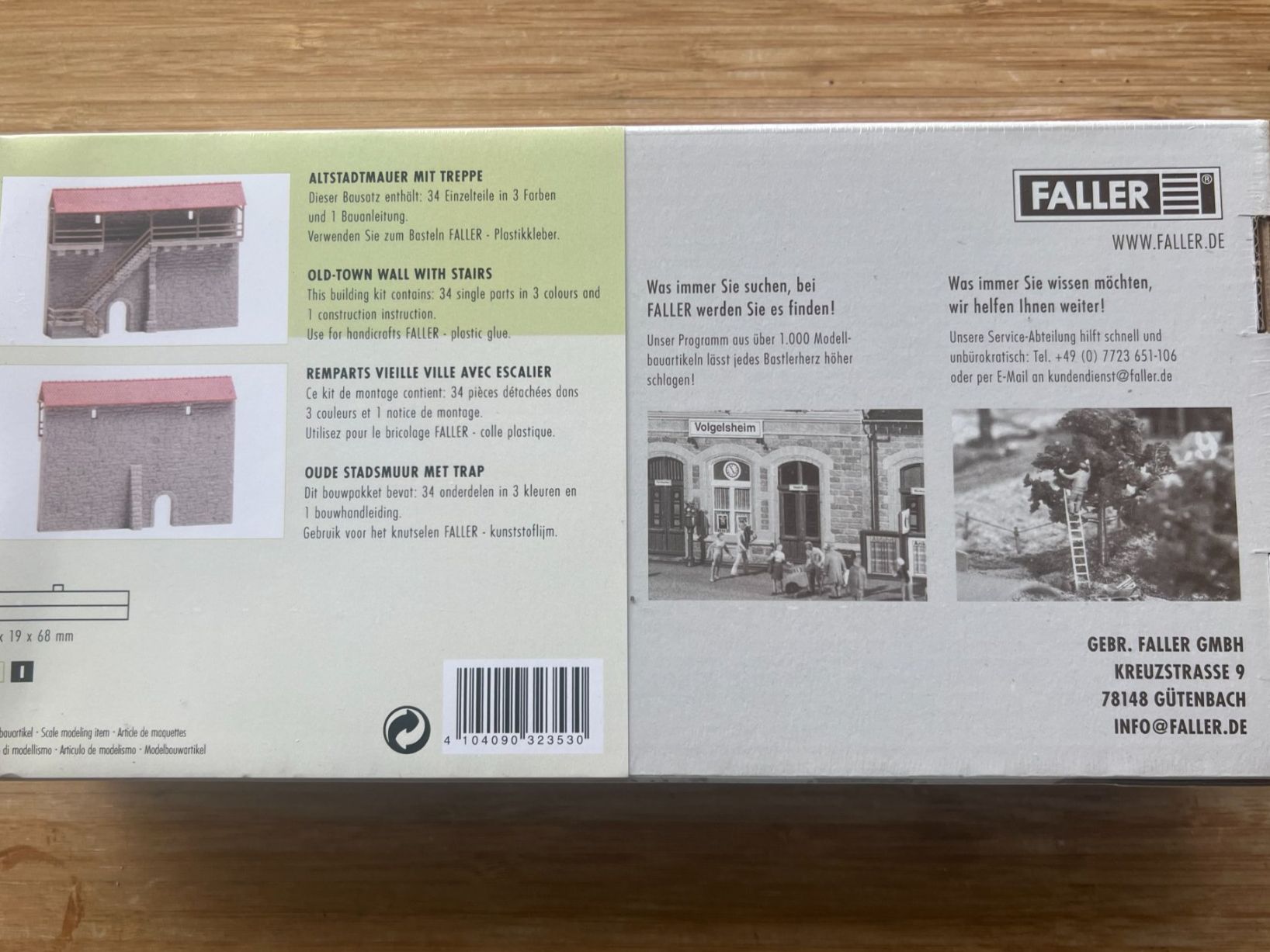Faller Modellini di ferrovie: 2x Altstadtmauer mit Treppe, Faller N 232353 – Nuovo e nell'imballaggio originale da Niederhasli venduto da Betzgi 1