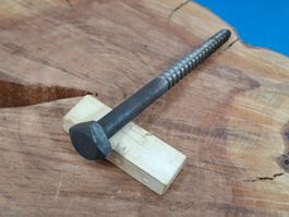 1 antike 4-Kant Holz Schraube, Ø 1cm x 14cm (LOT3507#NSH6)