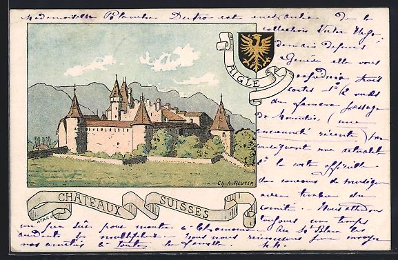 Cartoline postali: AK Aigle, Chateaux Suisses, 1902 – Usato da Berlin venduto da bartko-reher