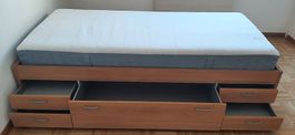 Letto con doghe e cassetti e materasso Ikea Vesteroy