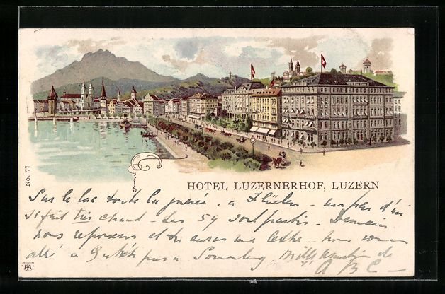 Cartoline postali: Lithographie Luzern, Hotel Luzernerhof – Usato da Berlin venduto da bartko-reher