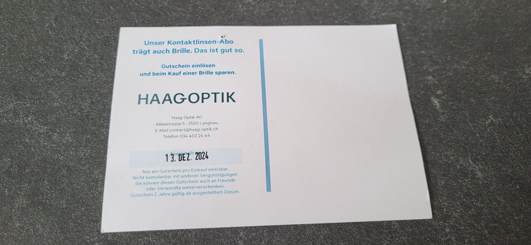 Buoni: 150.- gutschein  Haag optik – Usato da Rohrbach venduto da CM_8830 1