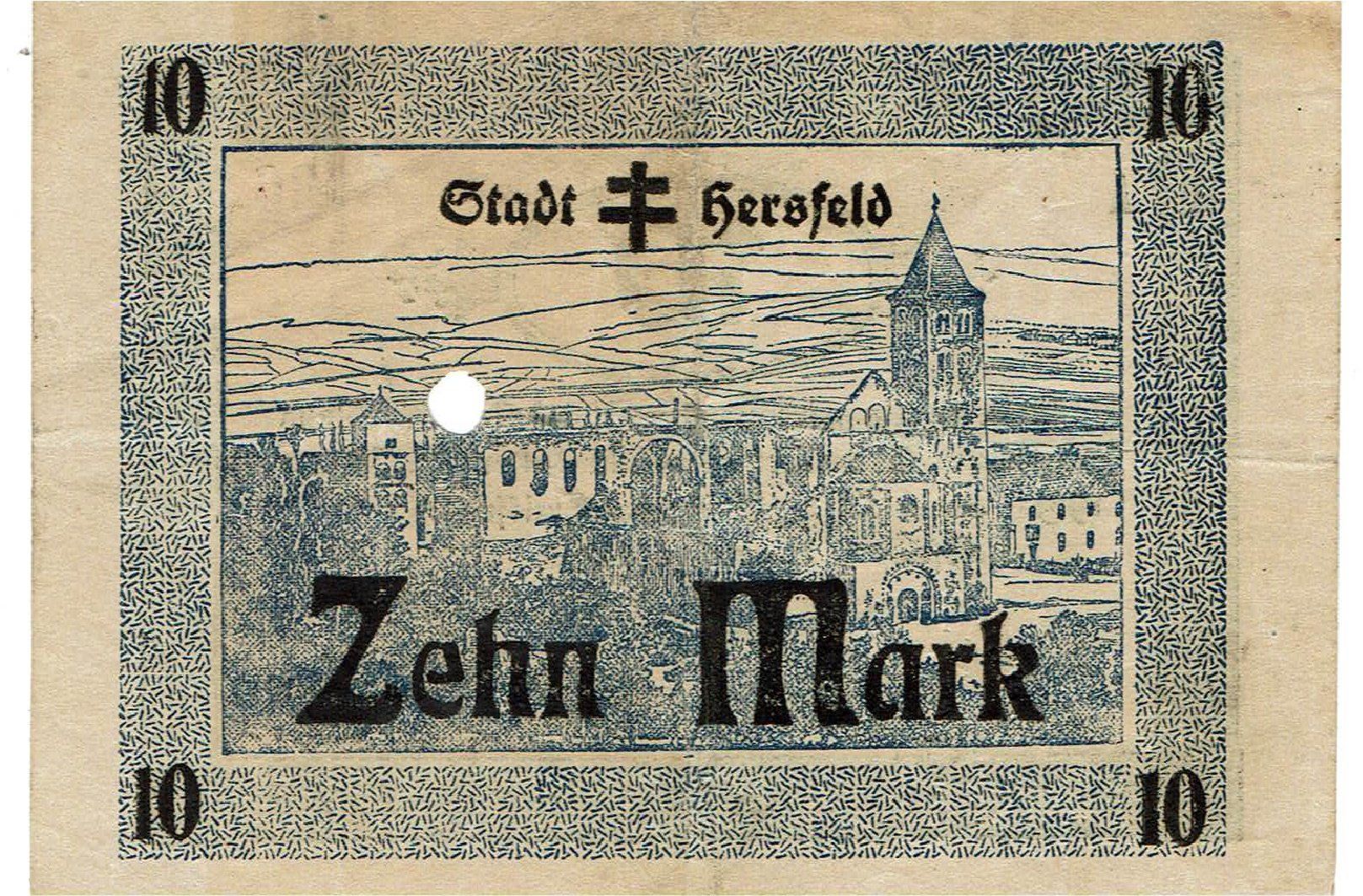 Banconote: Hersfeld 10 Mark 04.11.1918 SS++-VZ – Usato da Steffisburg venduto da ber_8htf