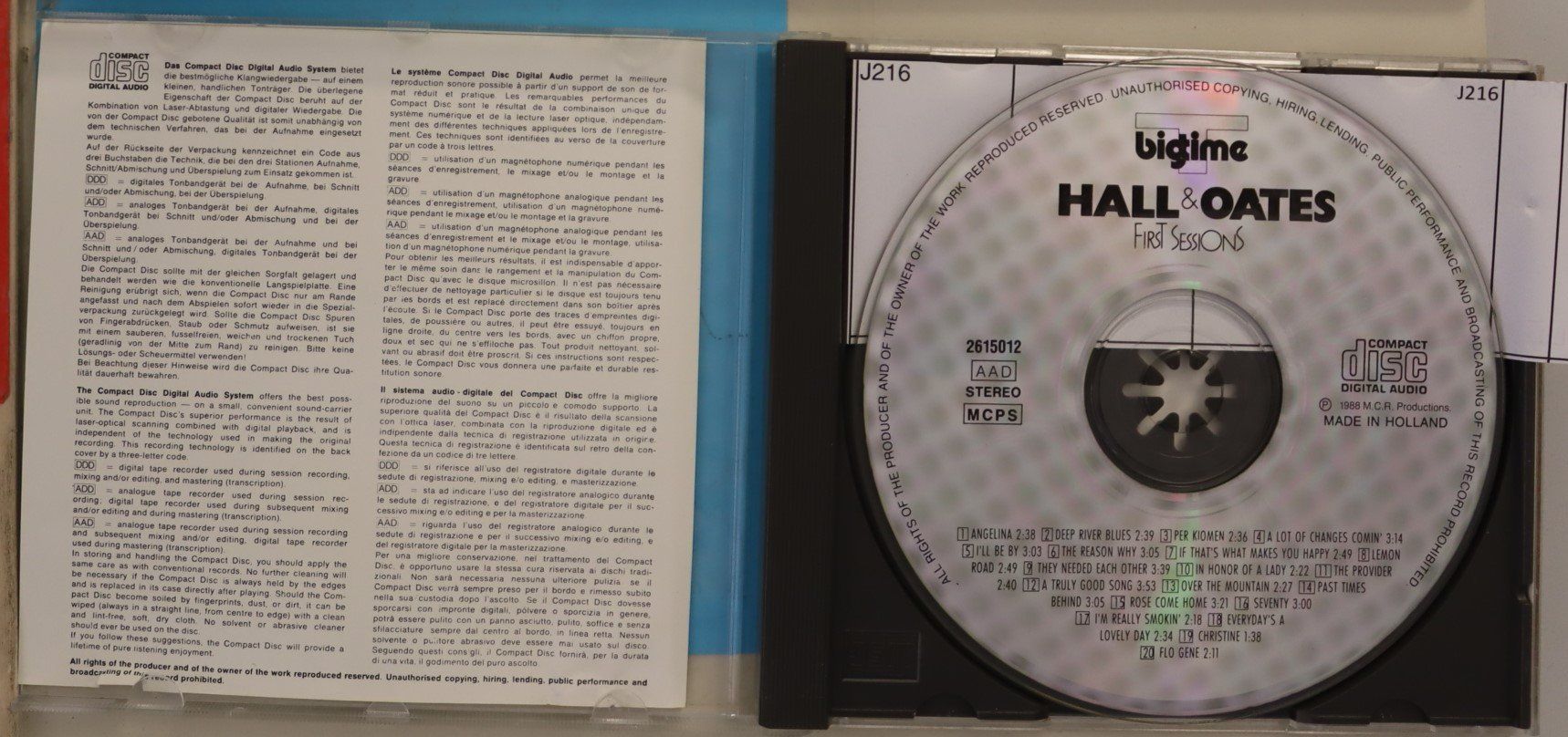 CDs: Hall & Oates – First Sessions – D'occasion à Luzern par CONTENTI 1