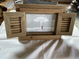 Rustic Wooden Picture Frame, Double Sided Shutter Style