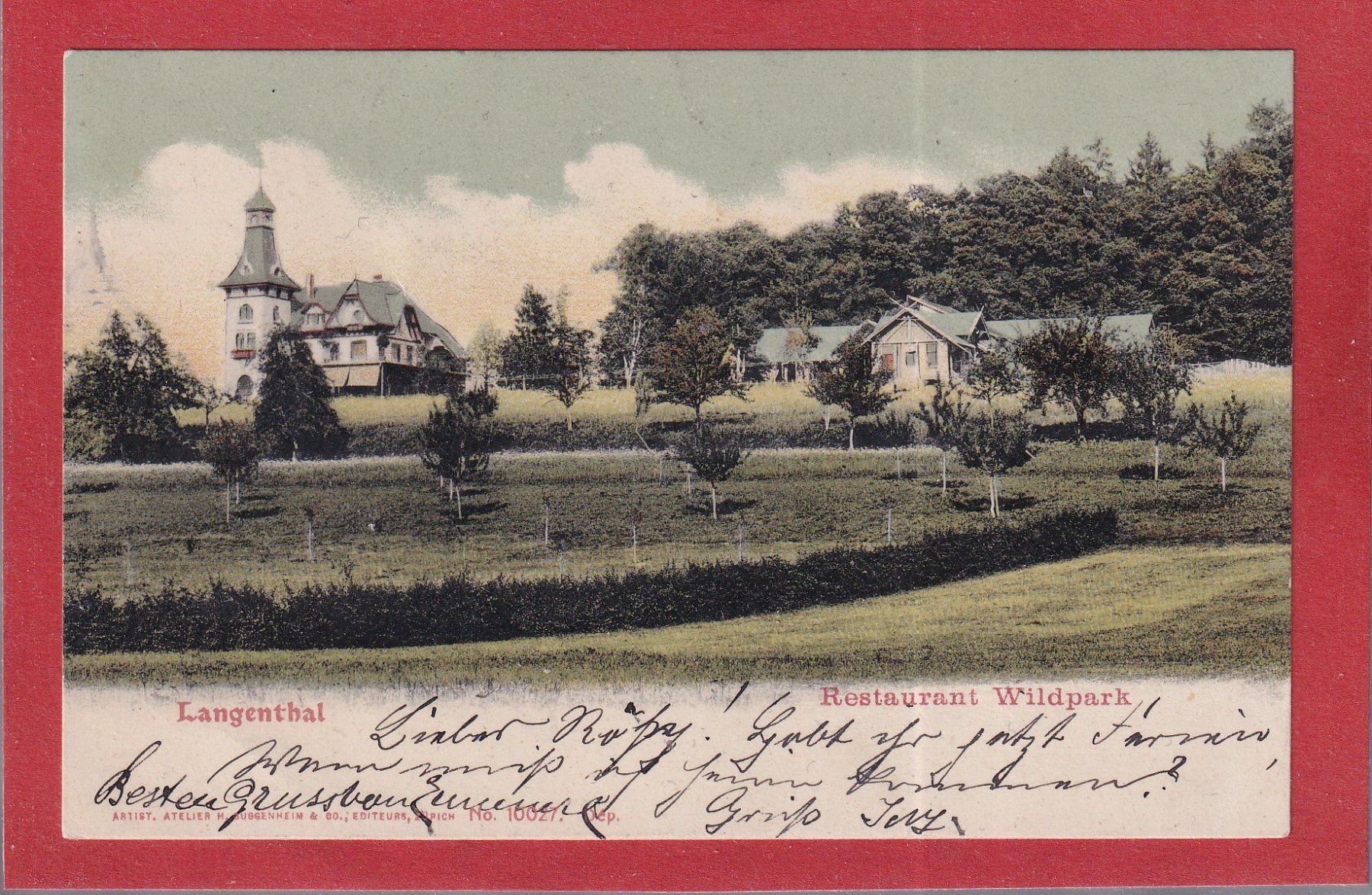 Ansichtskarten: Langenthal - Restaurant Wildpark - 1905 – Gebraucht aus Orvin von Pyaeschli