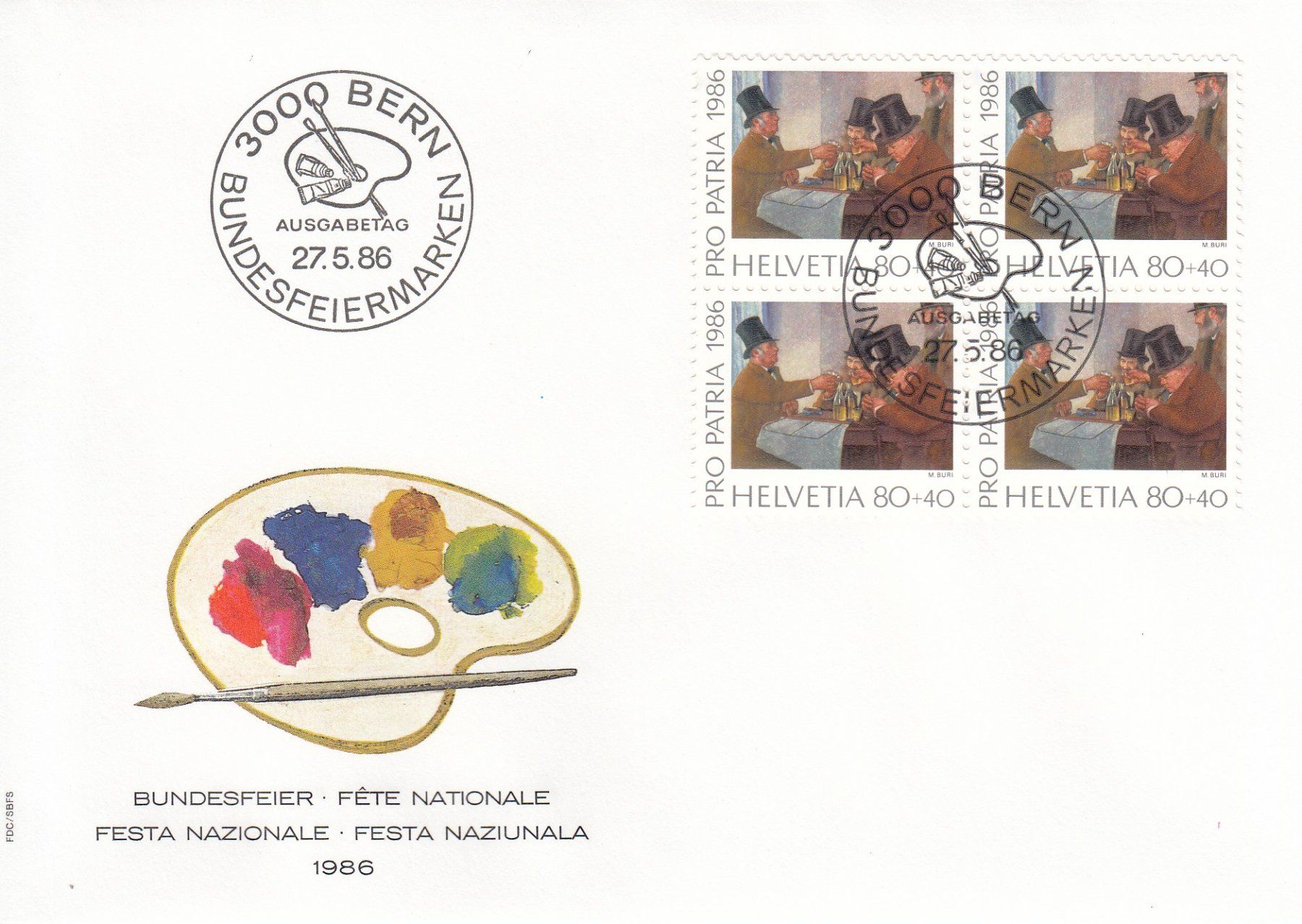 Tutti i francobolli: 1986 4 FDC Viererblock Pro Patria – Usato da Spreitenbach venduto da Mustang_1105 2