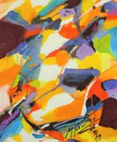 1 Abstraktes Gouache Gemälde
