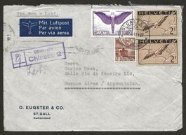 Flugpost Schweiz 1941 St. Gallen Argentinien LATI Luftpost
