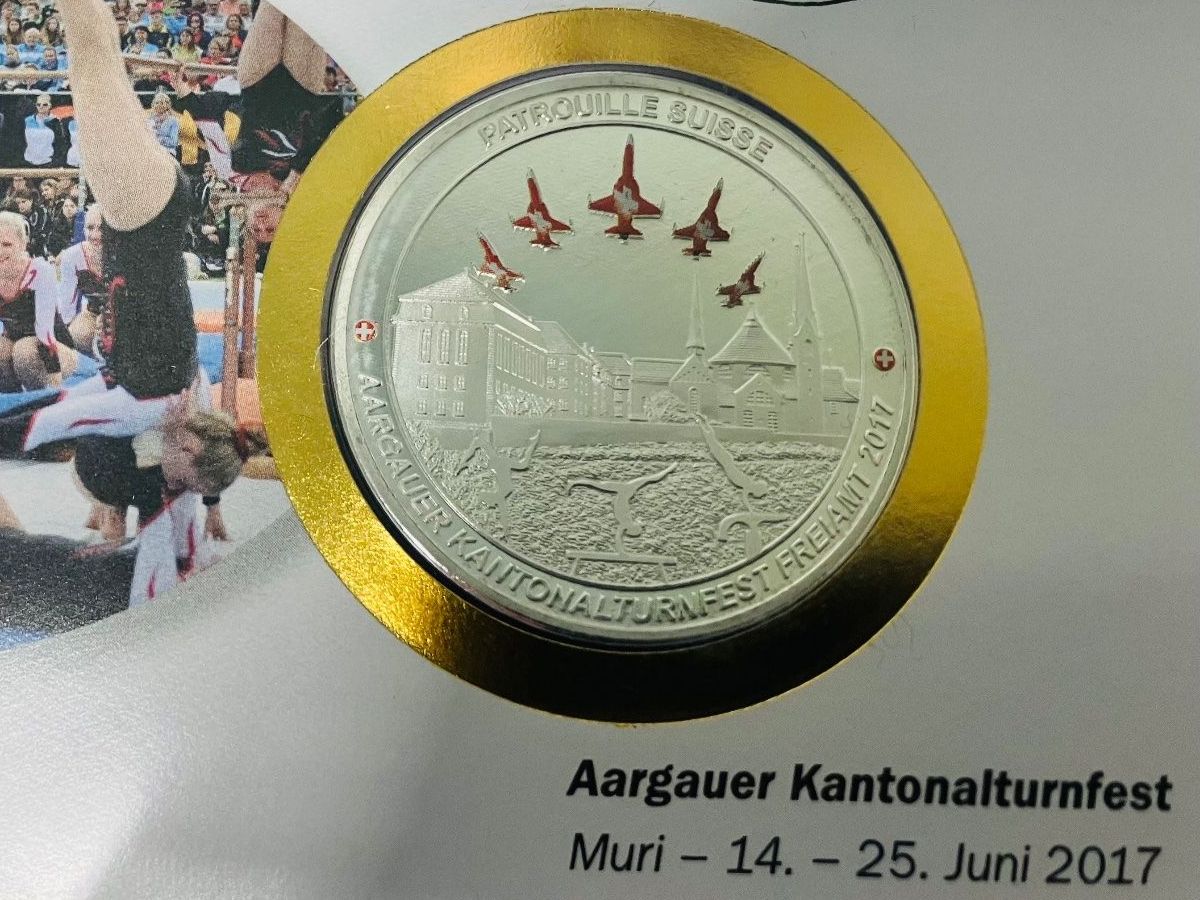 Medaglie: Patrouille Suisse  Numisbrief versilberte Medaille 2017 – Usato da Merenschwand venduto da Garfield2026