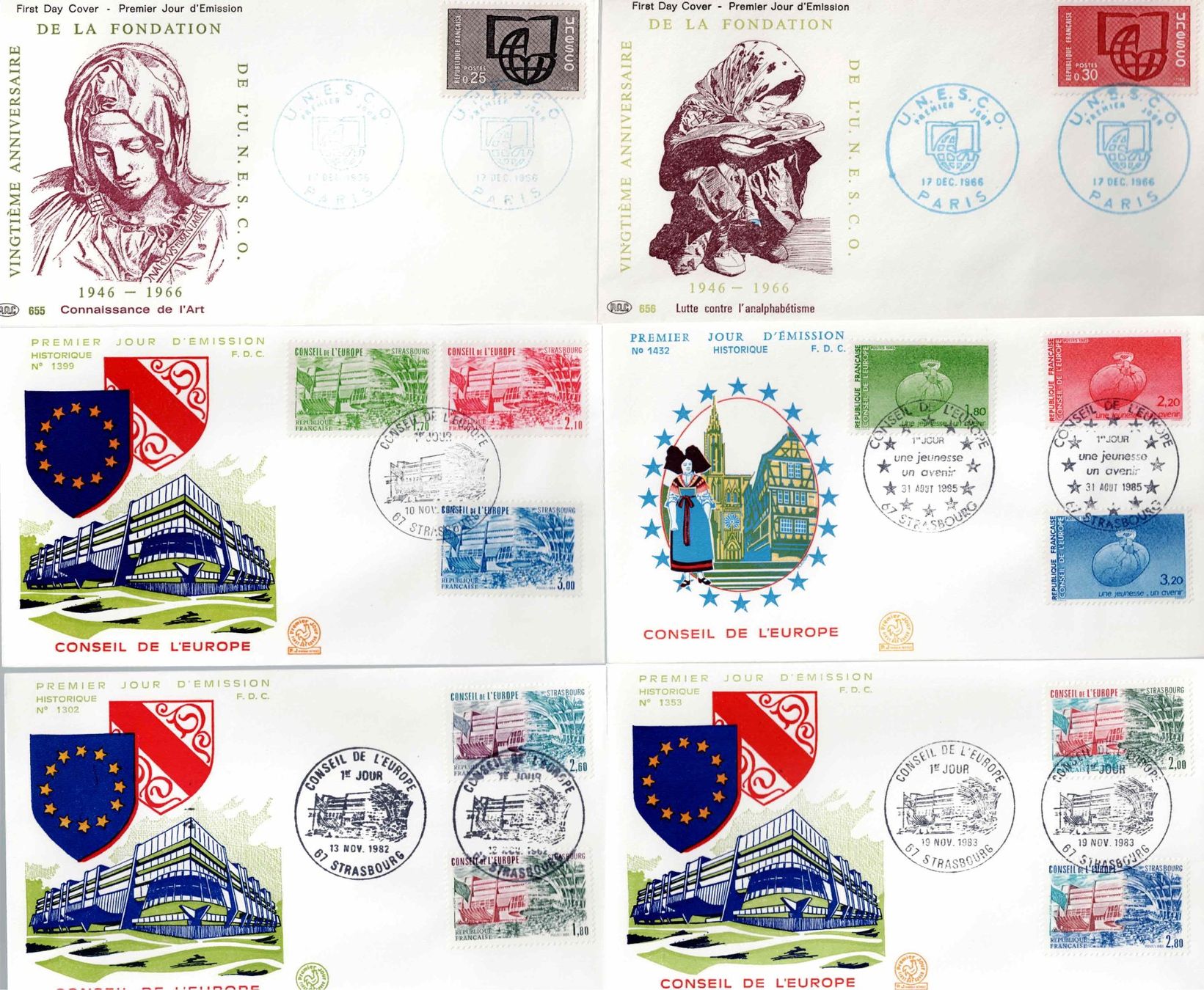 Tutti i francobolli: 6 Stück FDC Frankreich – Usato da Koblenz venduto da Markenhimmel
