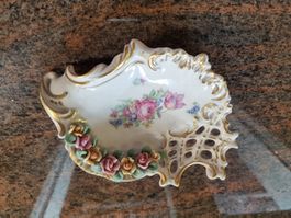 Antike Porzellan Schale Muschelform Rosendekor Handarbeit...