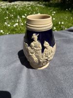 Bock en céramique bleu et beige