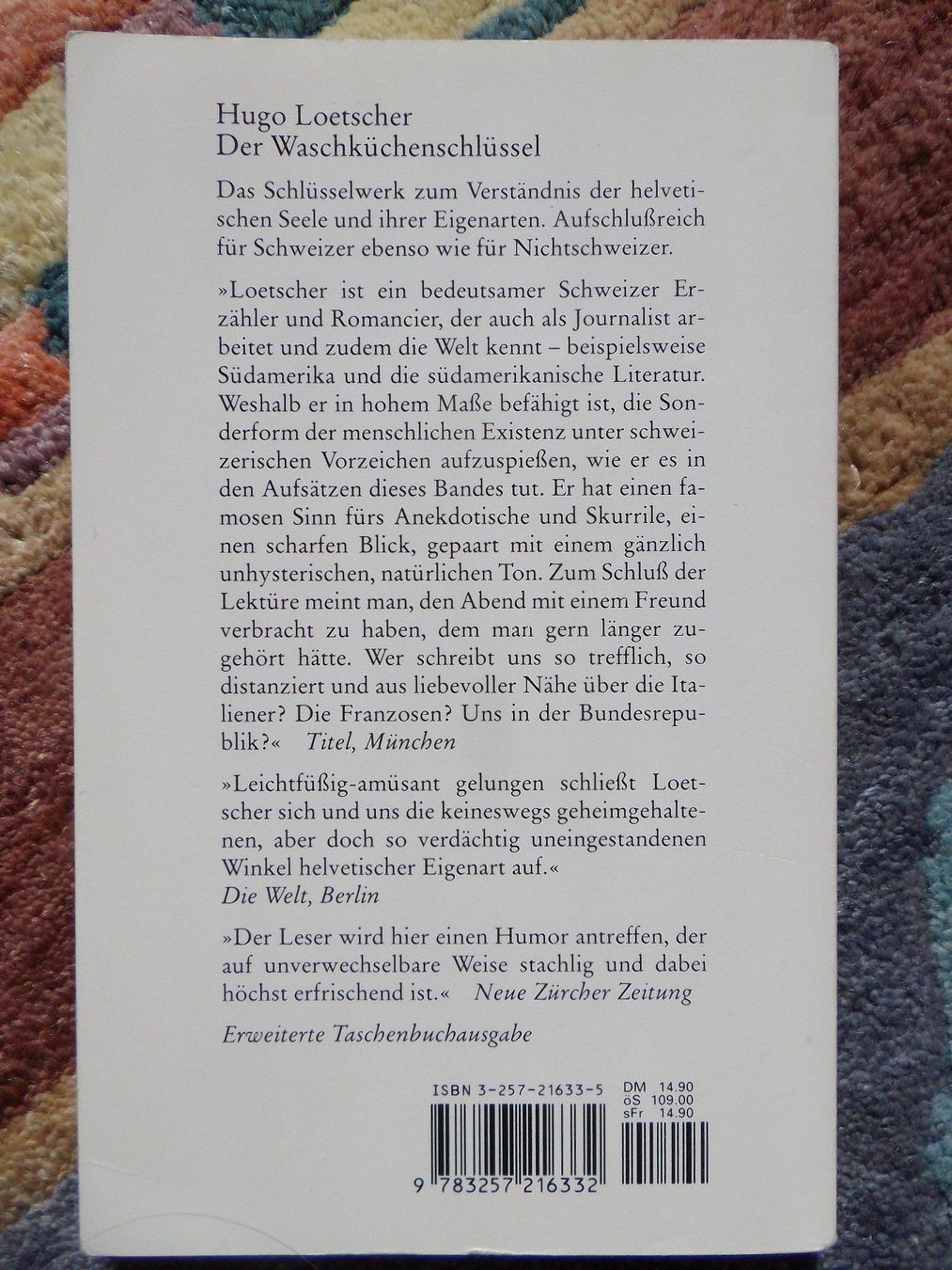 Libri: Hugo Loetscher: Der Waschküchenschlüssel – Usato da Uster venduto da urs_75by 1