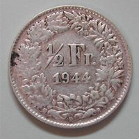 023 CH, 50 RAPPEN 1944 B, ABART, SILBER, ss