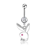 Bauchnabelpiercing Hase mit Zirkonia, Weiss