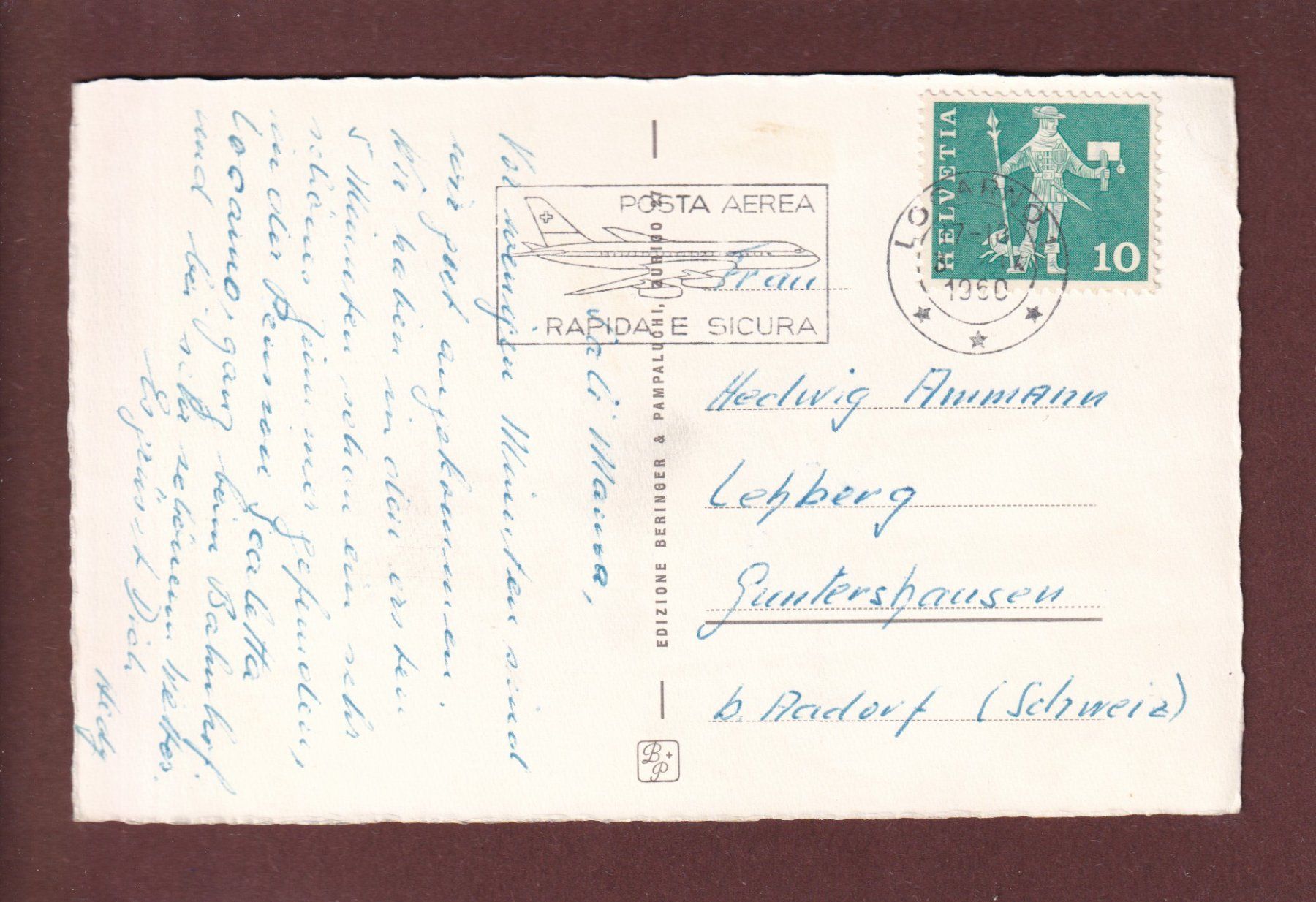 Cartoline postali: LOCARNO - 6 images - 1960 – Usato da Pully venduto da nicecards 1